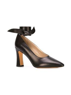 Maryam Nassir Zadeh Bertrand the Pump: Leather Pointed Ankle-Tie Pump